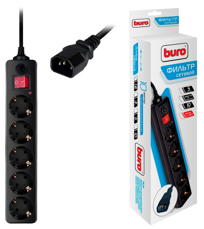 Сетевой фильтр Buro 500SH-1.8-UPS-B 1,8 м, 5 розеток , черный