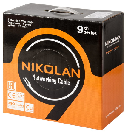 NKL 9140C-OR кабель NIKOLAN U/UTP 4 пары (305 м/бухта)