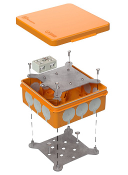 60-0303-FR6.0-4-2-Р коробка огнестойкая разветвительная для о/п двухкомпонентная 60-0303-FR6.0-4-2-Р Е15-Е60 RAL2004 100х100х40 (16 шт/кор) Промрукав