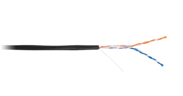 EC-UU002-5-PE-BK Кабель NETLAN U/UTP 2 пары,бухта-305м, Кат.5, внешний, PE до -40C, одножильный, 100МГц, черный
