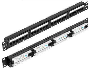 EC-URP-24-UD2 Патч-панель 19" NETLAN, 1U, 24 порта, Кат.5e, неэкранированная, черная.