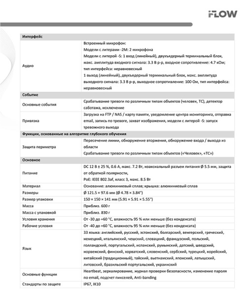 F-IC-2442C2MS(4mm) (Аналог DS-2CD2143G2-LIS2U(4mm)) 4Мп уличная купольная IP-камера видеонаблюдения iFlow