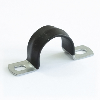 PR08.6016 скоба металлическая двухлапковая с полимерным покрытием СМД-П d19-20 мм (100 шт/уп) Промрукав