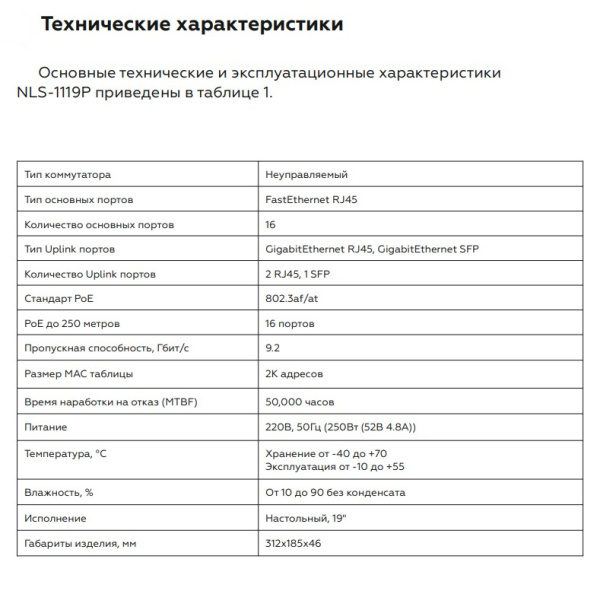 NLS-1119P коммутатор неуправляемый NETLAN