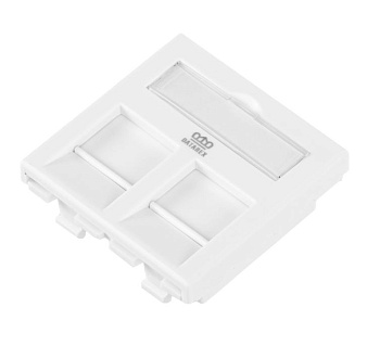 DR-513100 fдаптер 45х45 мм для модуля Keystone, 2 порта, шторки, белый Datarex